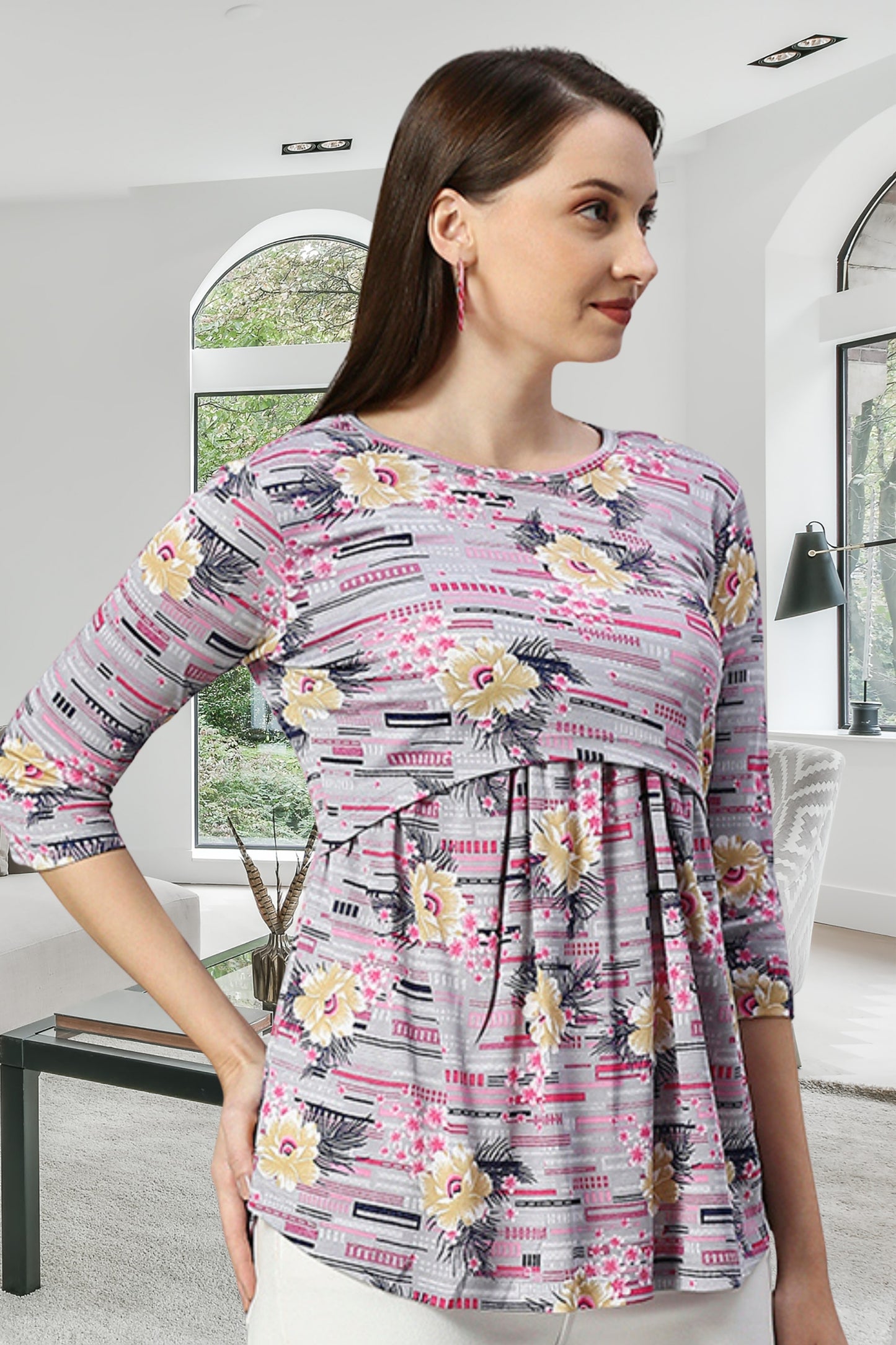 Zipless Maternity & Feeding Tunic Top (DST-159)