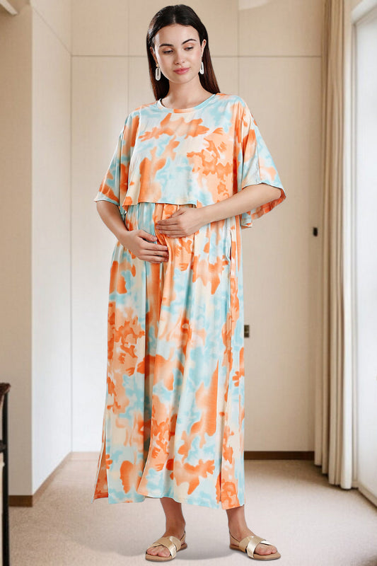 Zipless Maternity Poncho Gown for Easy Wear & All-Day Comfort