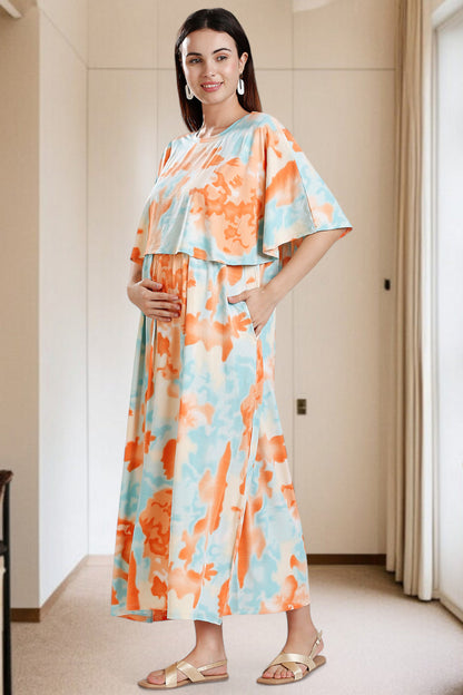 Zipless Maternity Poncho Gown for Easy Wear & All-Day Comfort