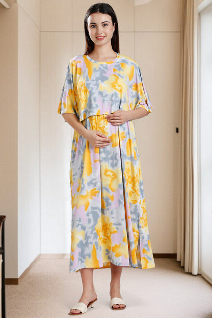 Zipless Maternity Poncho Gown for Easy Wear & All-Day Comfort