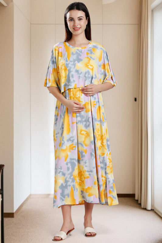 Zipless Maternity Poncho Gown for Easy Wear & All-Day Comfort