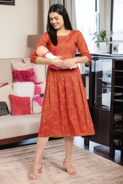 Rayon Maternity Flare Kurta For Pre & Post Pregnancy