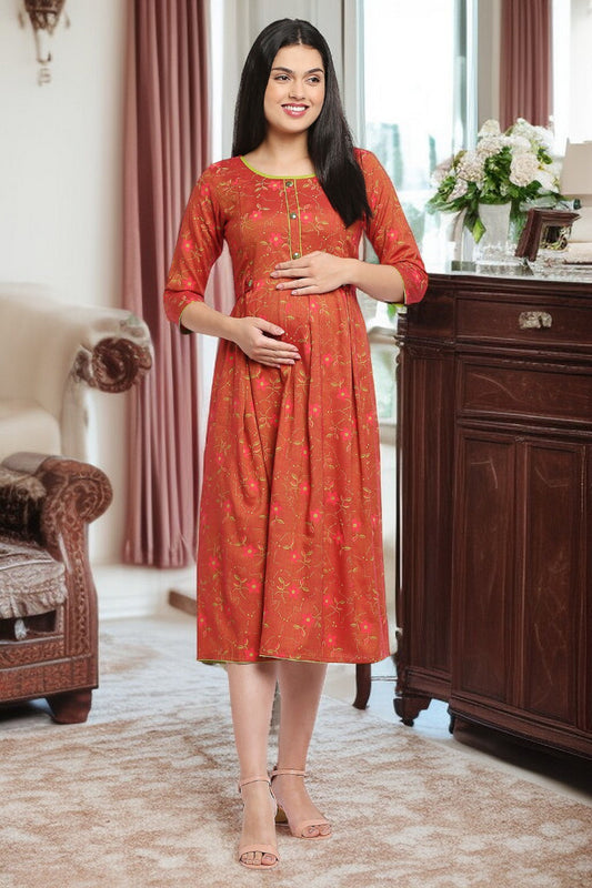 Rayon Maternity Flare Kurta For Pre & Post Pregnancy