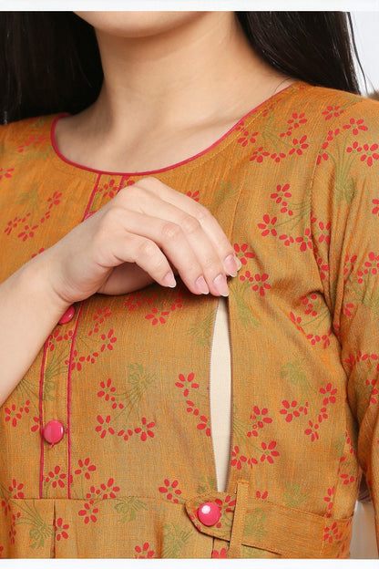 Rayon Maternity Flare Kurta For Pre & Post Pregnancy