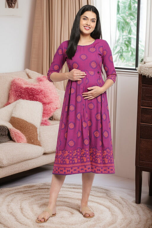 Rayon Maternity Flare Kurta For Pre & Post Pregnancy