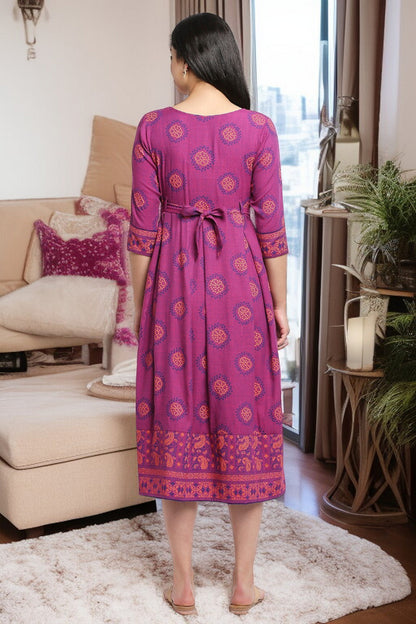Rayon Maternity Flare Kurta For Pre & Post Pregnancy