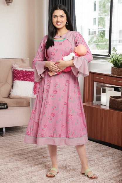 Rayon Maternity Flare Kurta For Pre & Post Pregnancy