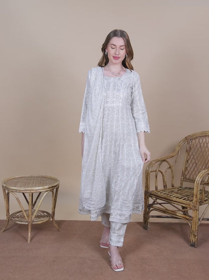 Festive Anarkali Kurta Set – Elegant Design with Dupatta