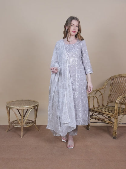 Casual Ethnic Straight Kurta Set With Dupatta
