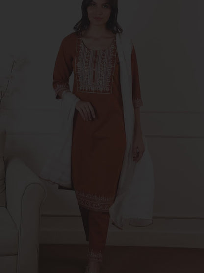 Casual Ethnic Straight Kurta Set With Dupatta