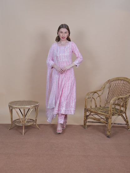 Festive Anarkali Kurta Set – Elegant Design with Dupatta
