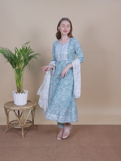Festive Anarkali Kurta Set – Elegant Design with Dupatta