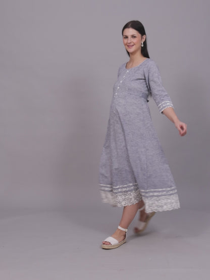 PolyCotton Anarkali Maternity Kurta – Designed for Pregnancy & Nursing