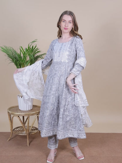 Festive Anarkali Kurta Set – Elegant Design with Dupatta